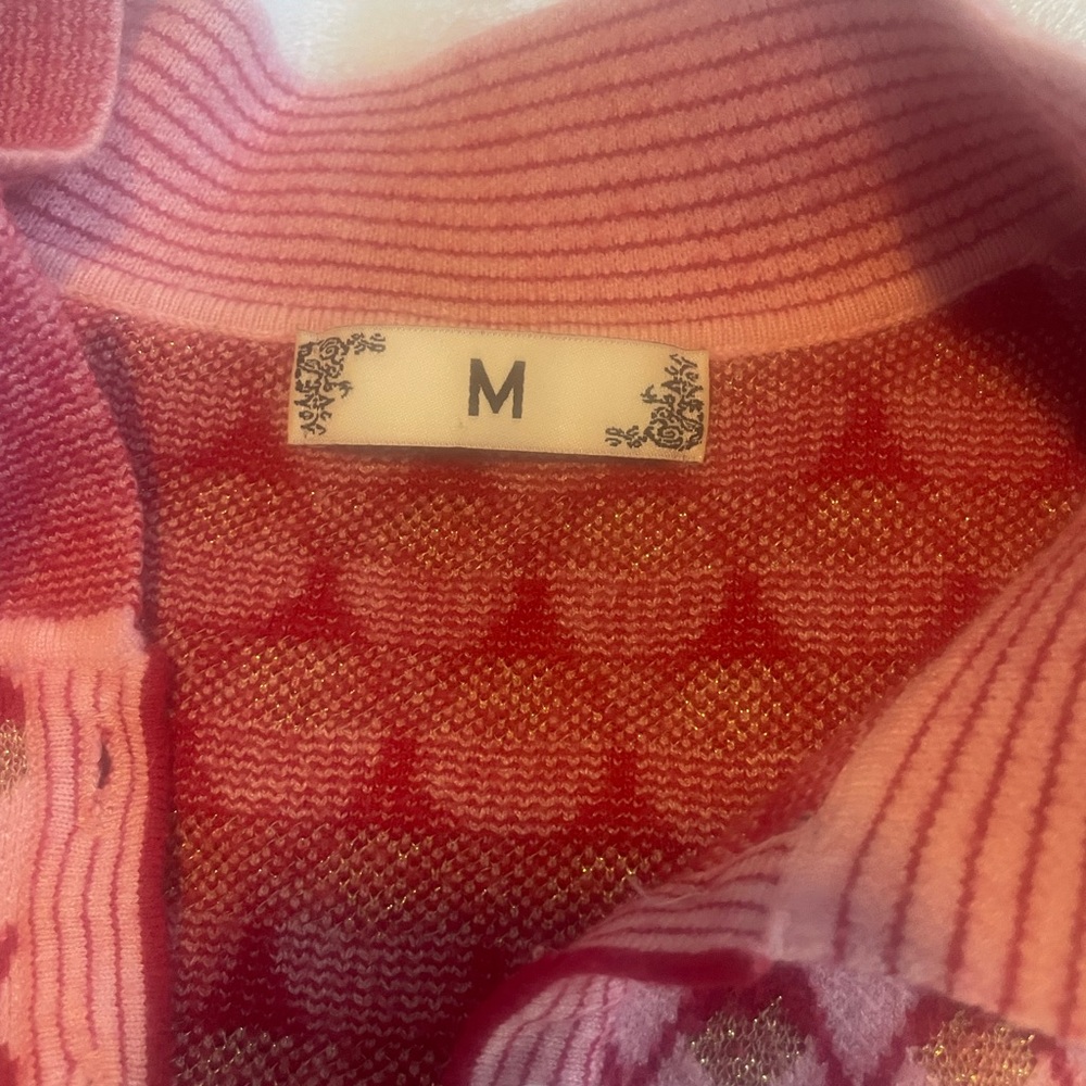 M sweater dress red pink gold hearts a-line fitted tapered feminine small ? - Picture 9 of 10